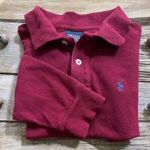 Vintage Polo Ralph Lauren Boy’s‎ Sz 6 Maroon Mesh Knit Long Sleeve Polo Shirt